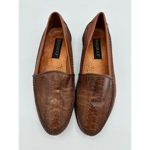 Brass Boot Loafers Men's Ostrich Alligator Leather Slip On Brown Size 9 M